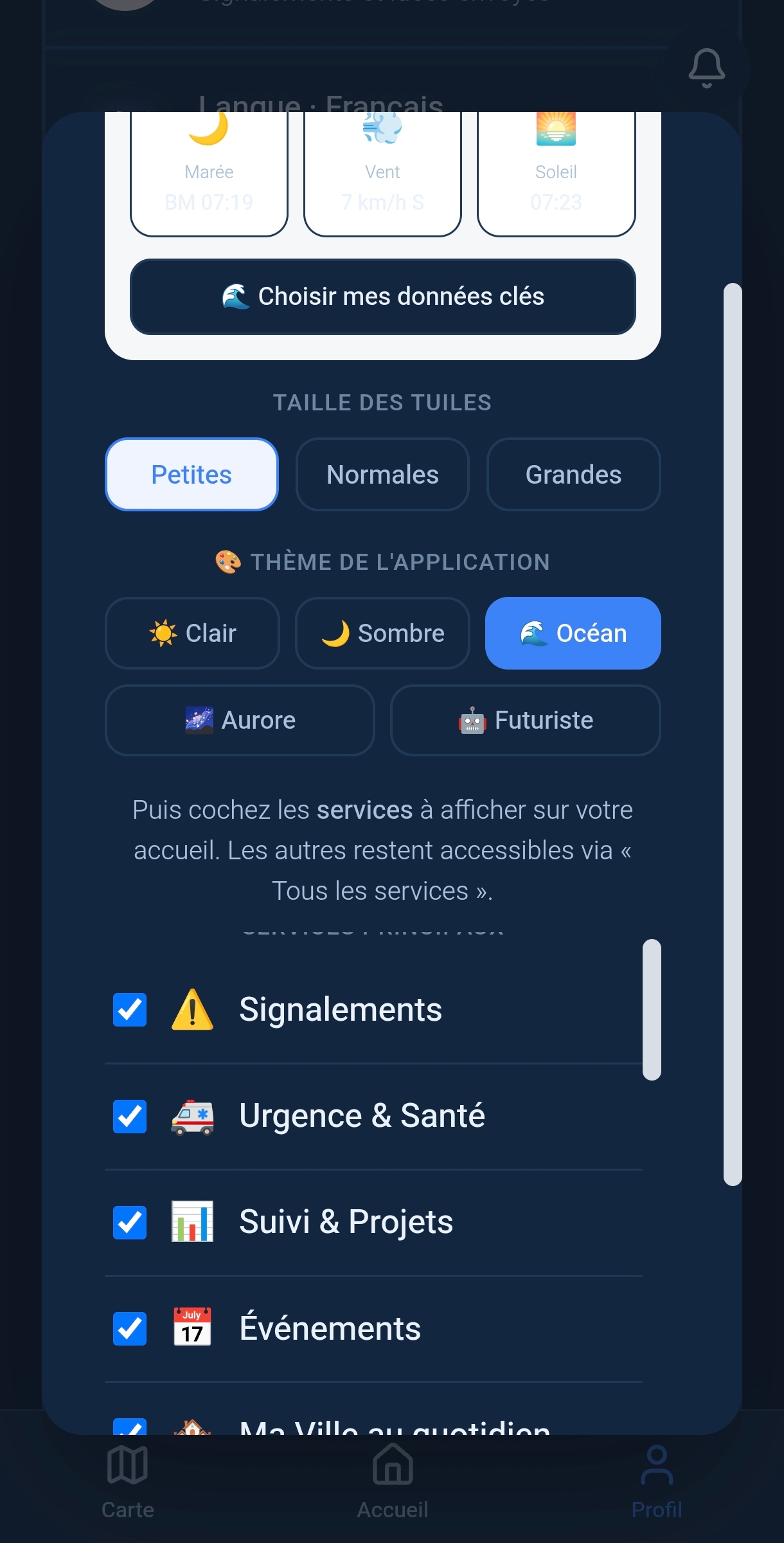 Thème Océan de CivicApp