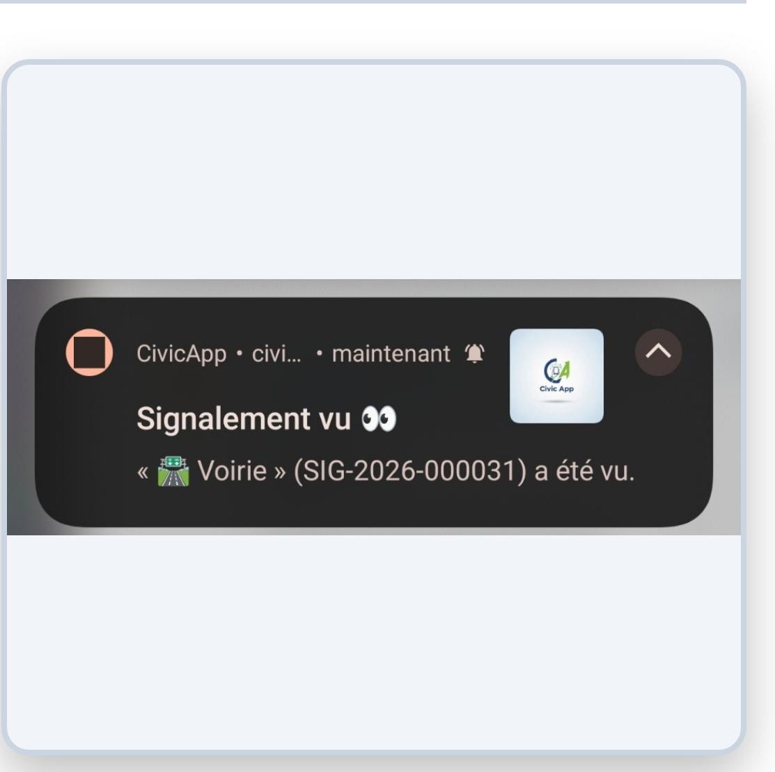 Notification push : signalement vu