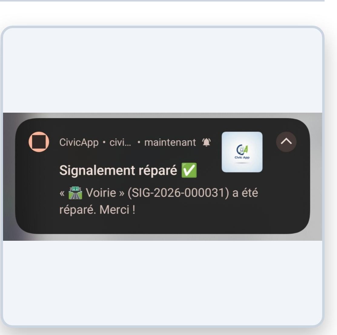Notification push : signalement réparé