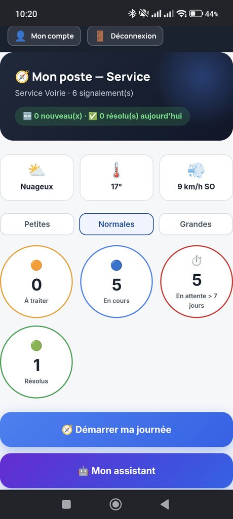 CivicApp — espace agent : cockpit de terrain